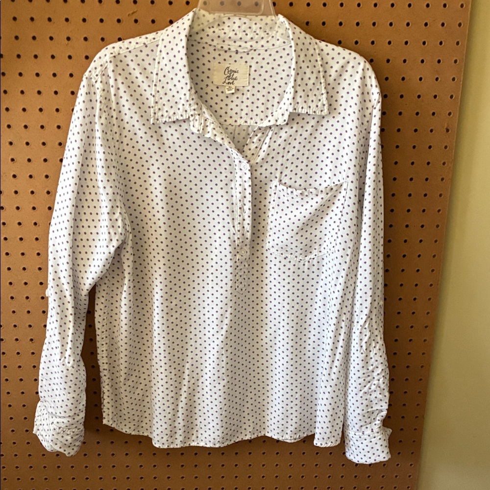 Chic White Polka Dot Blouse